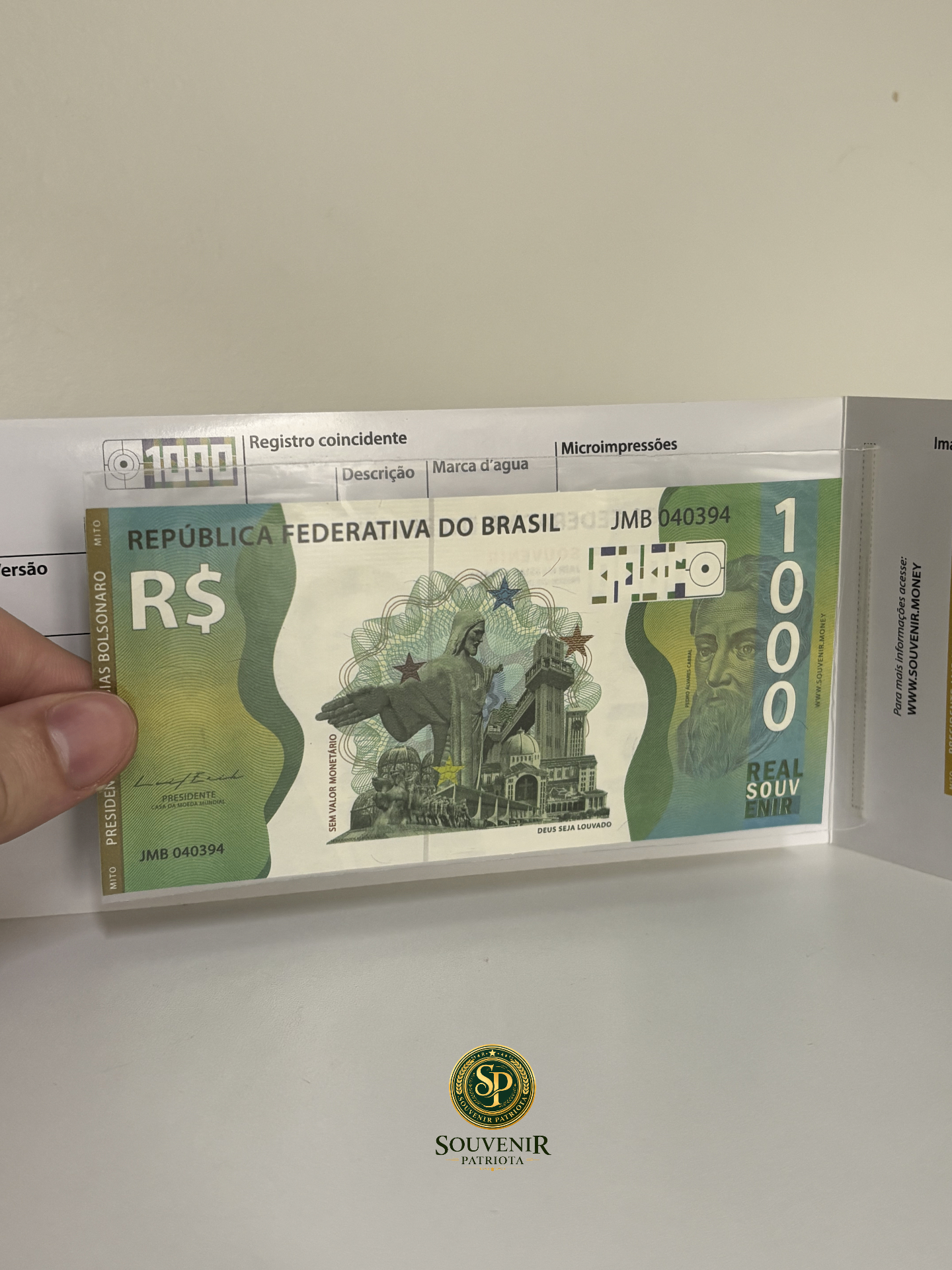 Cédula Souvenir Bolsonaro — verso